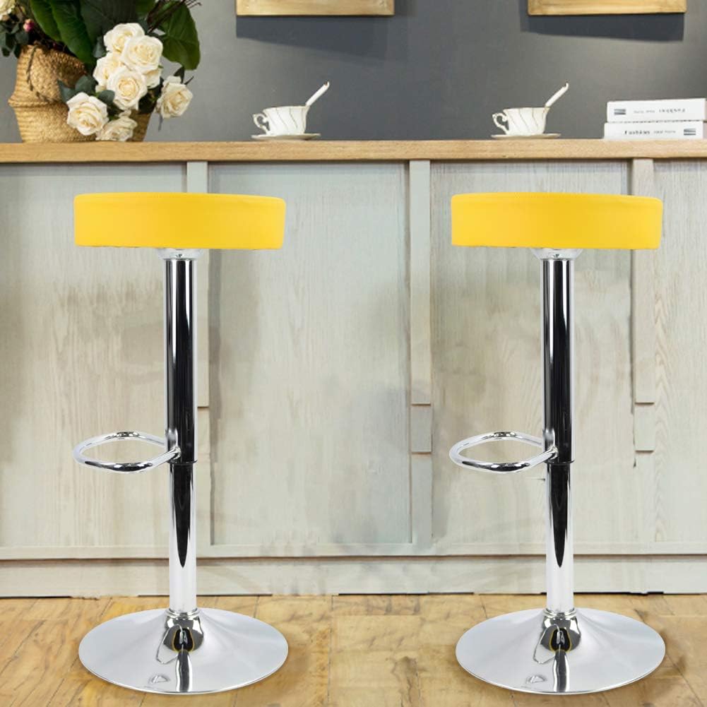 KKTONER Taburete de bar redondo de cuero sintético con reposapiés Silla giratoria ajustable para pub Silla de pub para el hogar, cocina, taburetes