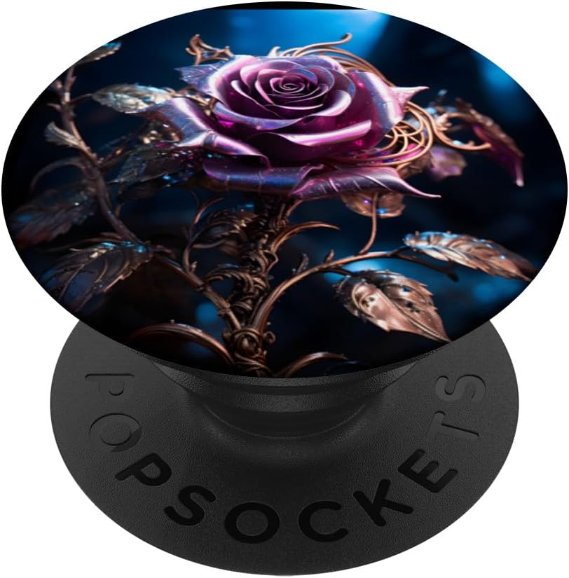 Diseño de rosa metalúrgica gótica 1 PopSockets estándar PopGrip