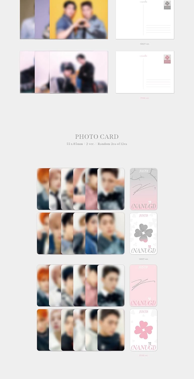 JUST B ÷ NANUGI 4 Contenido del mini álbum+tarjeta fotográfica+seguimiento sellado divide (juego estándar (gris+rosa))