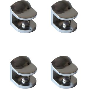 Soportes de estante ajustables montados en la pared, clips de metal, soporte cromado para madera acrílica de vidrio de 0.236-0.394 in (juego de 8) Soportes de estante ajustables montados en la pared, clips de metal, soporte cromado para madera acrílica de vidrio de 0.236-0.394 in (juego de 8)