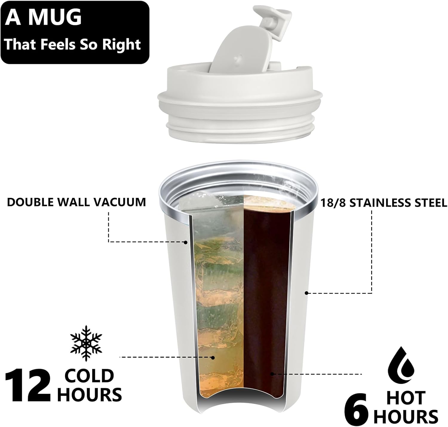 Elayce Taza de café, vasos de café con popotes y cepillos para pajillas, taza de café de viaje con tapas a prueba de fugas para mantener el agua