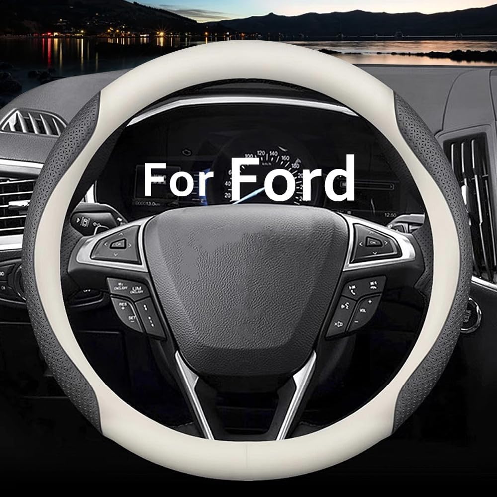 Funda de volante de automóvil personalizada para Ford. Funda de cuero napa ultrafina a la moda, diseño antideslizante, modificación interior de