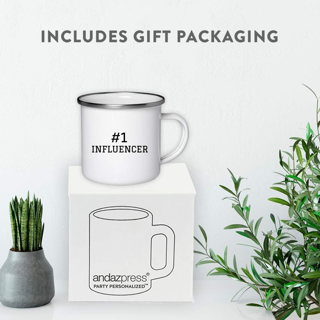 Andaz Press Taza de café de acero inoxidable para fogata, 1 influencer, 1 paquete, ideas de regalo de cumpleaños, compañero de trabajo, incluye caja