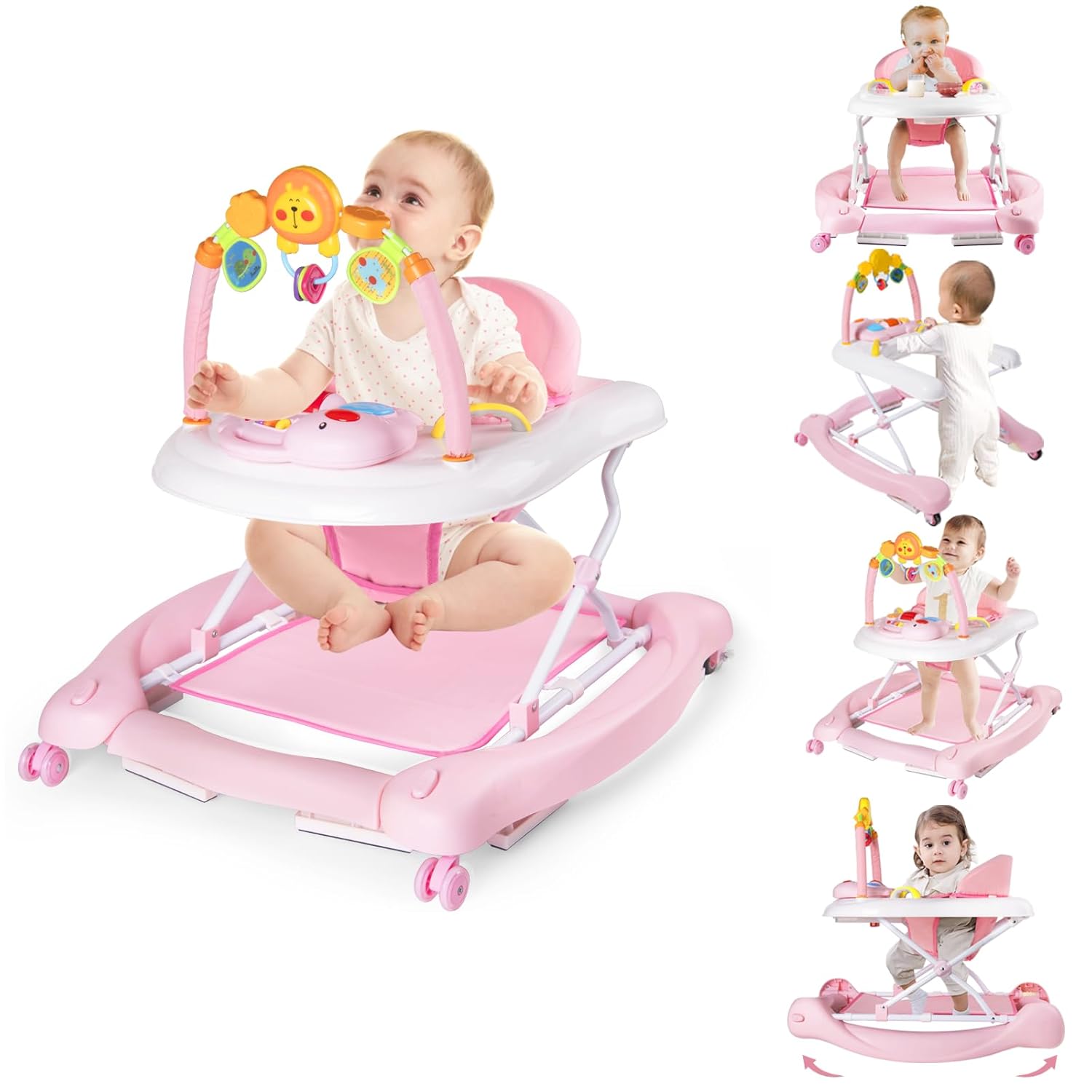 Boyro Baby Andador de bebé 5 en 1, andadores de bebé para niños y niñas de 6 a 12 meses, caminador de actividad plegable, andador infantil con