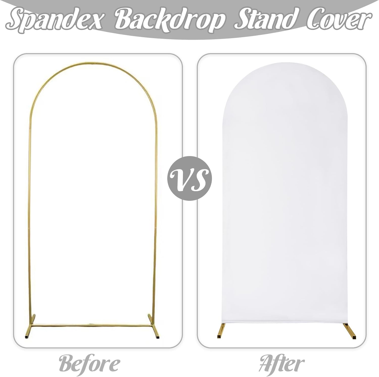 Juego de 3 fundas de elastano ajustadas para arco de boda, cubierta de fondo de arco blanco, fundas de fondo para telón de fondo de Chiara con parte