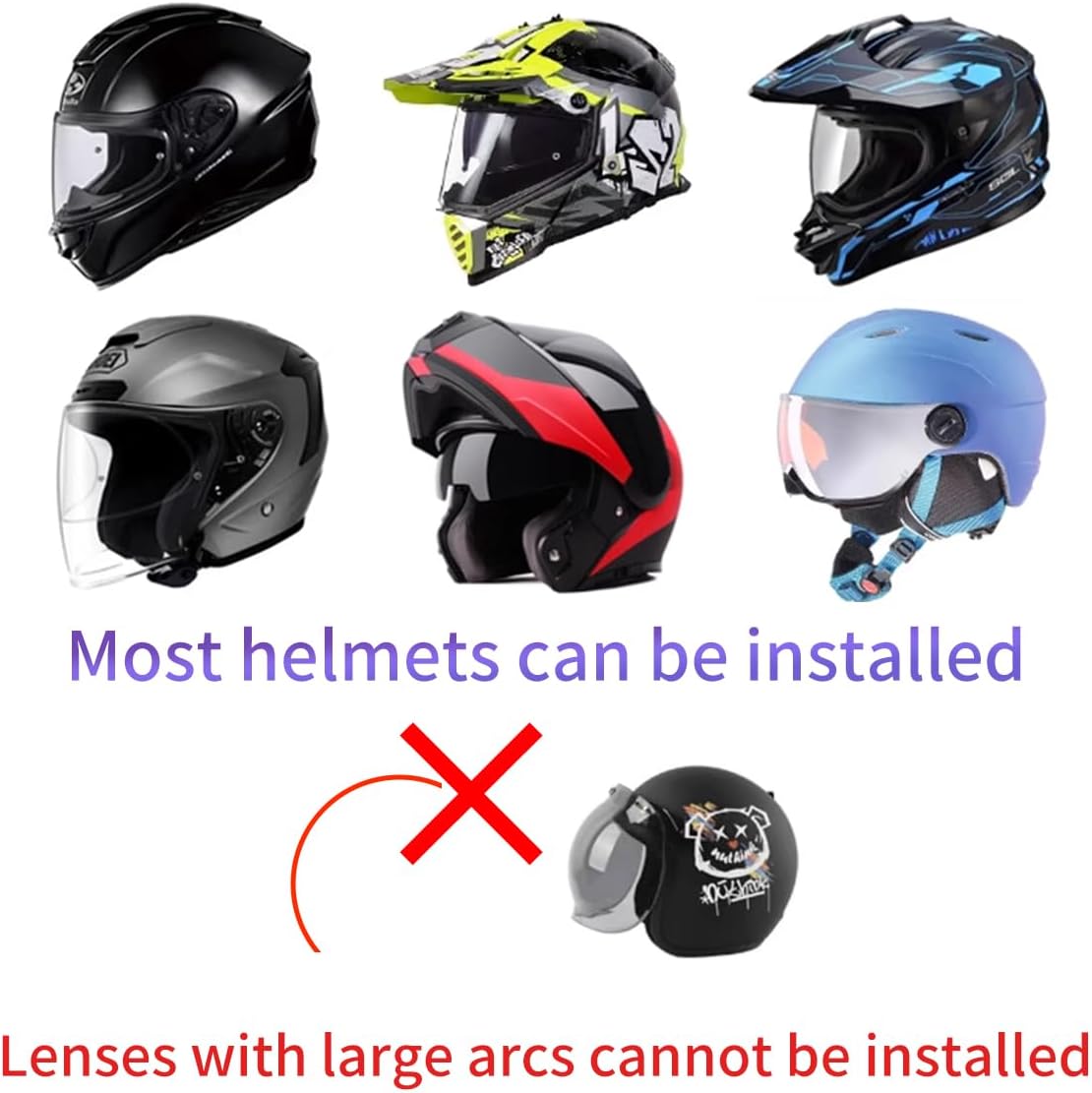 Uallhome Protector universal para casco de motocicleta, lente resistente a la niebla, inserto de visera transparente, película antivaho impermeable