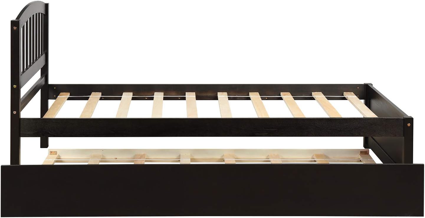Harper & Bright Designs Cama individual con cama nido, cama individual de plataforma de madera con cabecera y base de colchón estribo, fuerte