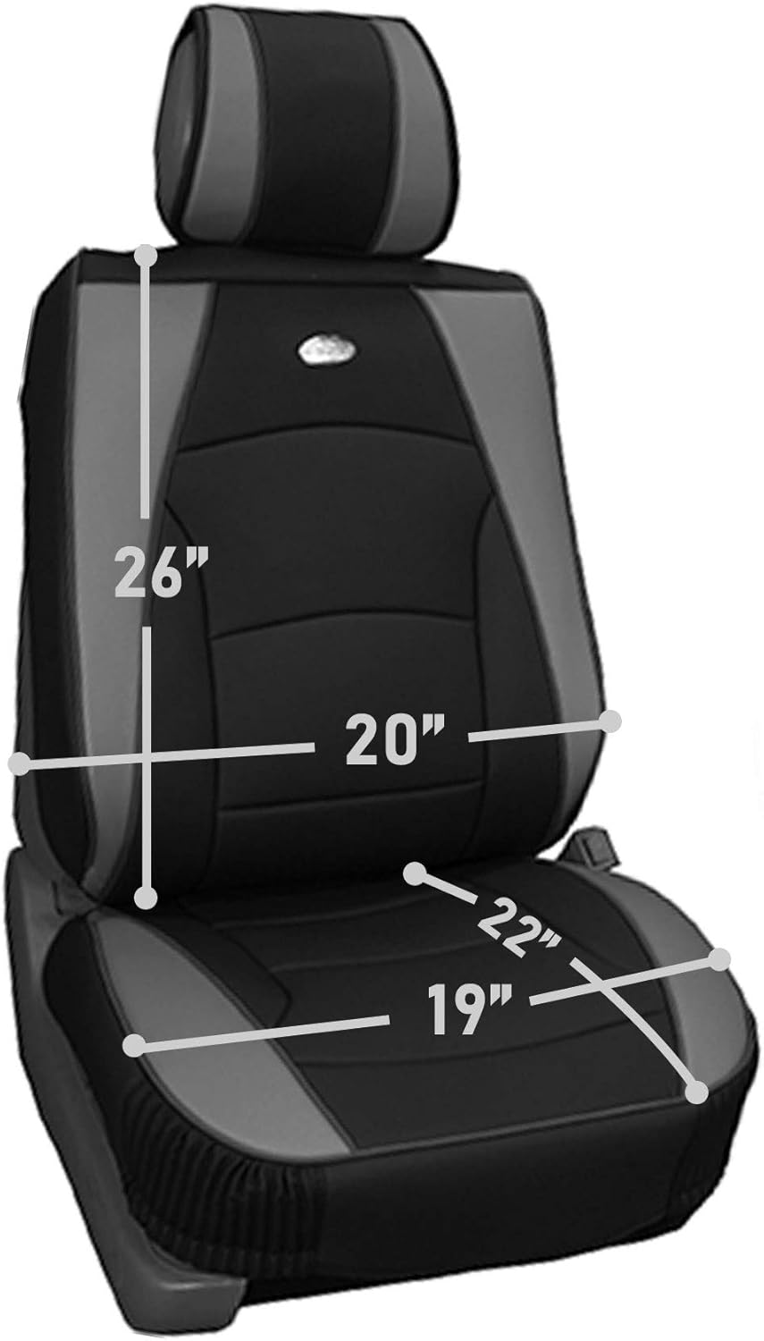 FH Group Funda de asiento de automóvil para asiento trasero dividido, piel sintética negra y ribete rojo, ajuste universal, cojines de asiento y