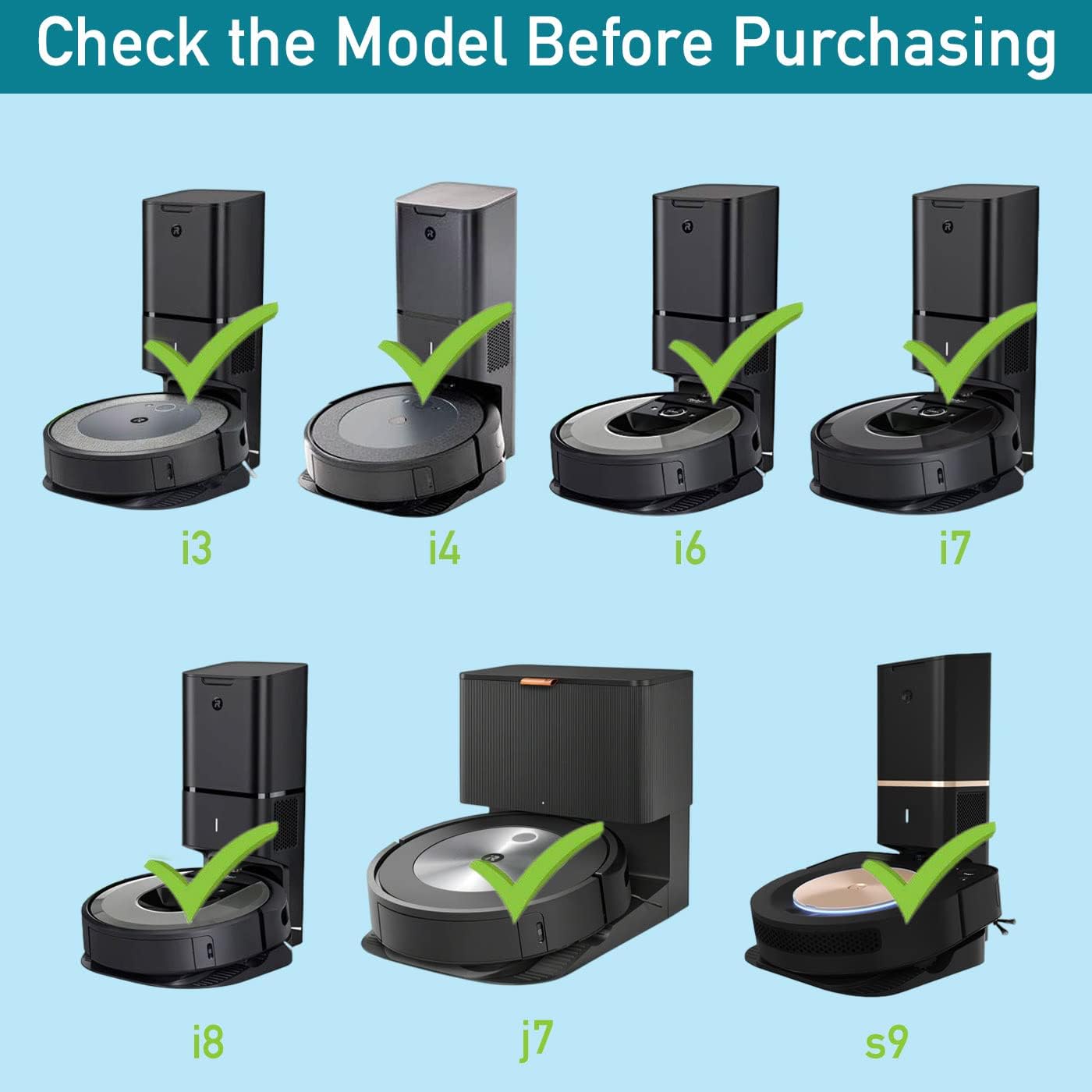 Paquete de 16 bolsas de vacío compatibles con iRobot Roomba i7 i7+Plus (7550) i3+ i4+ i6+ (6550) i8+ (8550) s9+ (9550) I & S Series, bolsas de