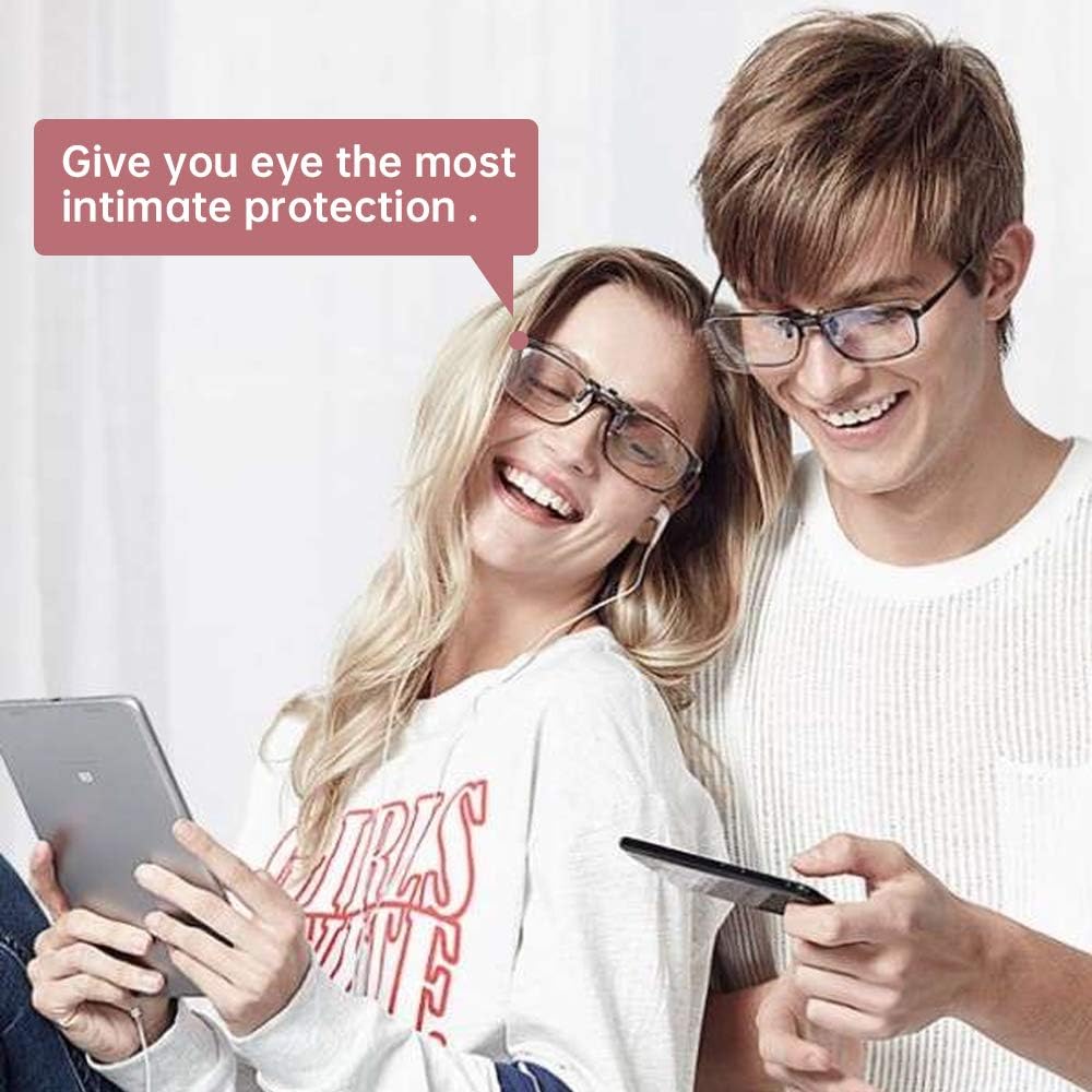Lentes de lectura con clip y abatibles, con bloqueo de luz azul, lupas, lentes, para unisex (transparente, 3.0)
