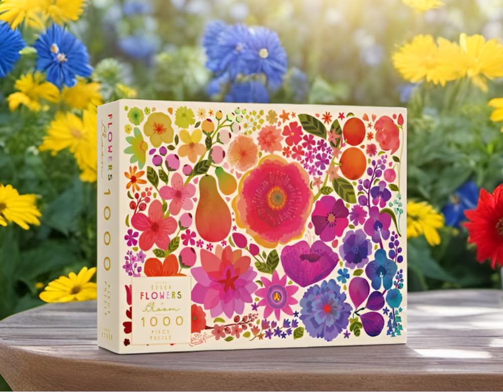 Elena Essex Rompecabezas de 1000 piezas para adultos, flores en flor, rompecabezas para adultos, de 1000 piezas, coloridos rompecabezas florales con