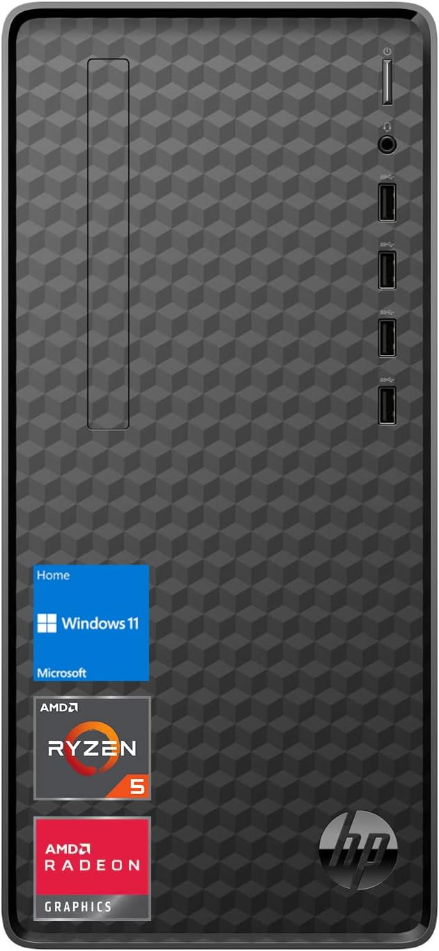 HP Escritorio premium más nuevo, procesador AMD Ryzen 5 5600G, 12 GB de RAM, 512 GB de almacenamiento SSD, Windows 11 Home, rendimiento de alta