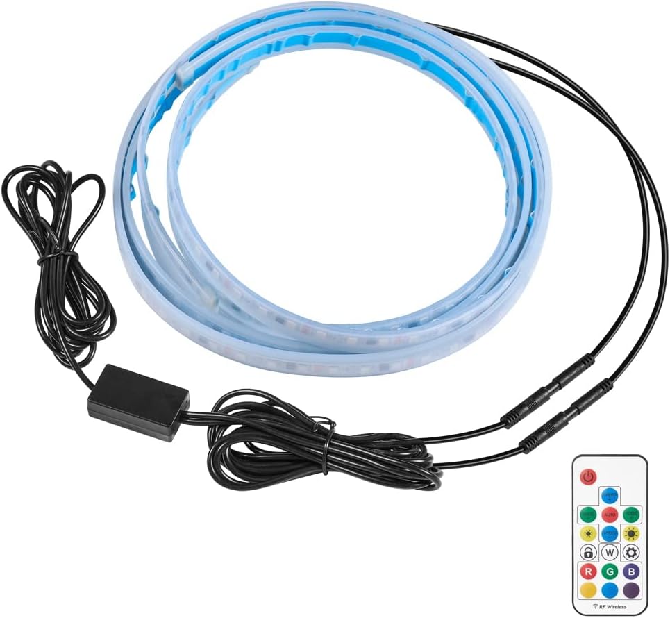 JSCARLIFE Luces RGB para estribo, tira de luz LED para automóvil, faldas de puerta lateral exterior, iluminación ambiental, luces de neón remotas