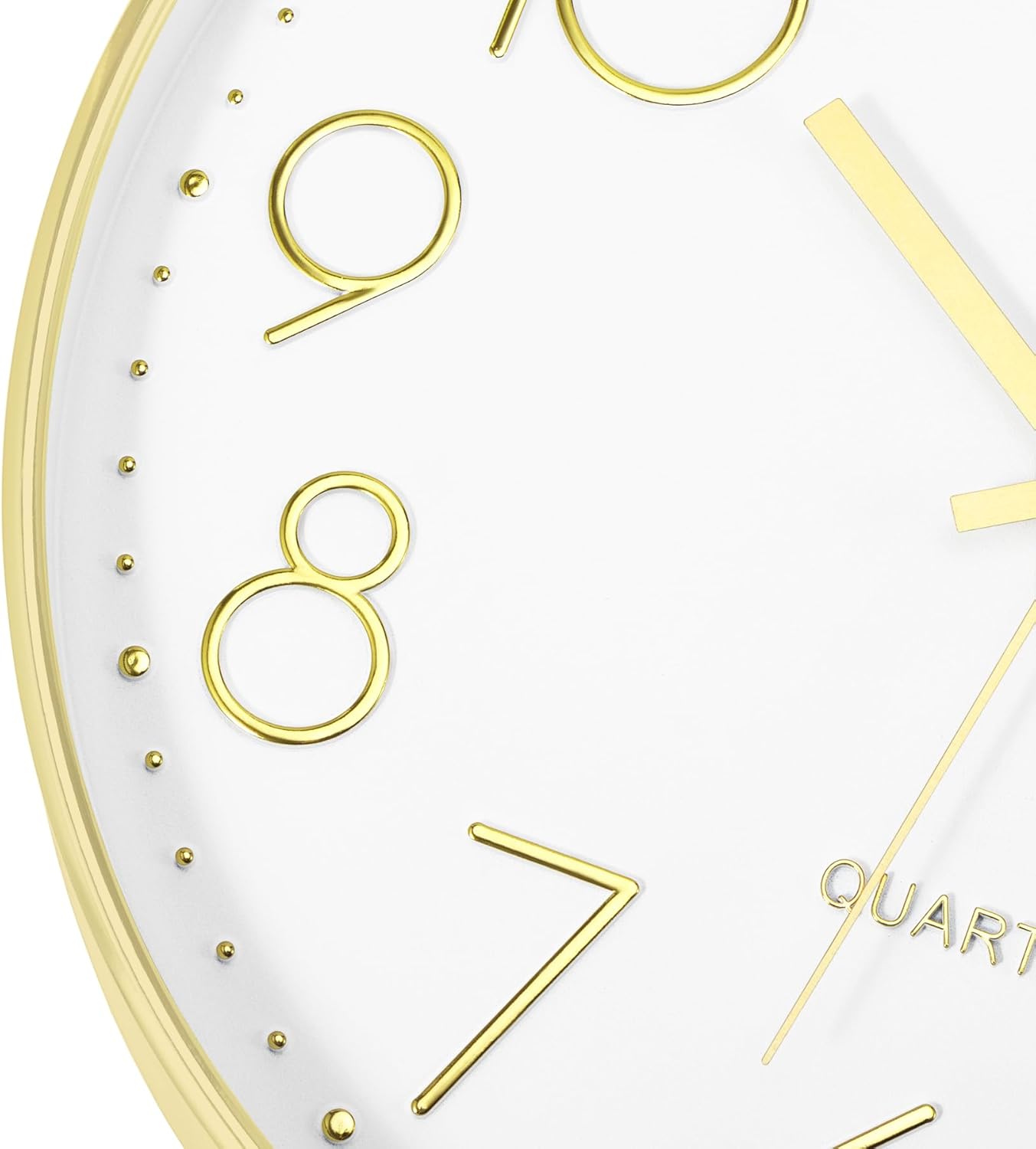Lumuasky Reloj de pared dorado de 12 pulgadas, silencioso, sin tictac, funciona con pilas, reloj redondo moderno para sala de estar, dormitorio,