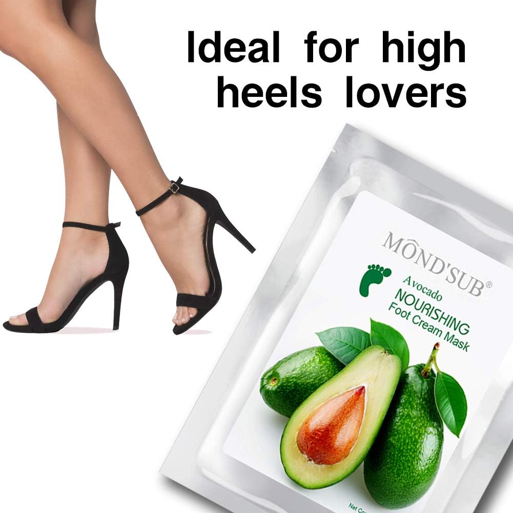 5 pares MOND’SUB – Mascarillas hidratantes para pies y aceite de aguacate orgánico  Mascarilla hidratante para pies de bebé para piel seca  Cura