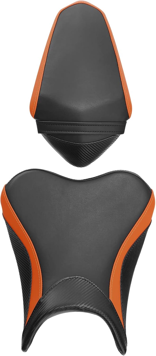 TCT-MOTORPARTS Cojín de asiento de conductor y pasajero Pillion FFit para Kawasaki Ninja 400 2018-2024 Z400 2019-2024 (negro + naranja)