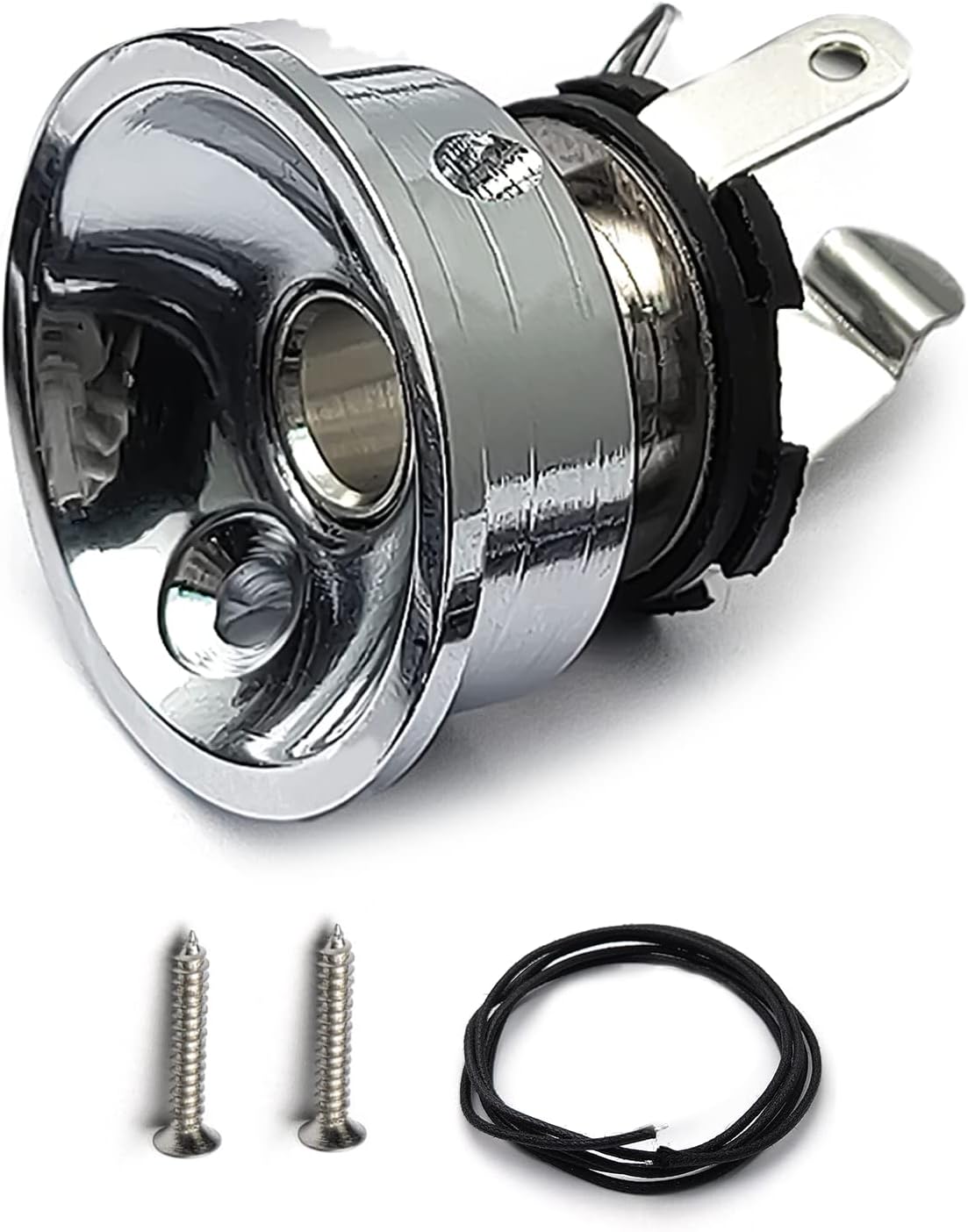 SAPHUE Soporte de placa de enchufe cromado para guitarra eléctrica, enchufe de 0.250 in, electrocohete empotrado, piezas de guitarra (entrega de