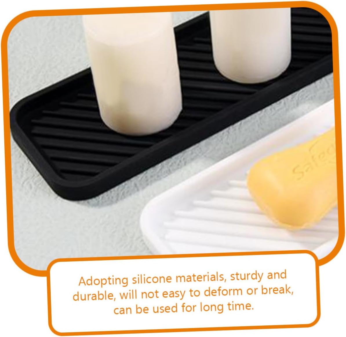 HOMSFOU Estera de silicona 2 uds. Cubiertos de silicona para mostrador de silicona Alfombrilla de secado de platos Bandeja de artículos de tocador