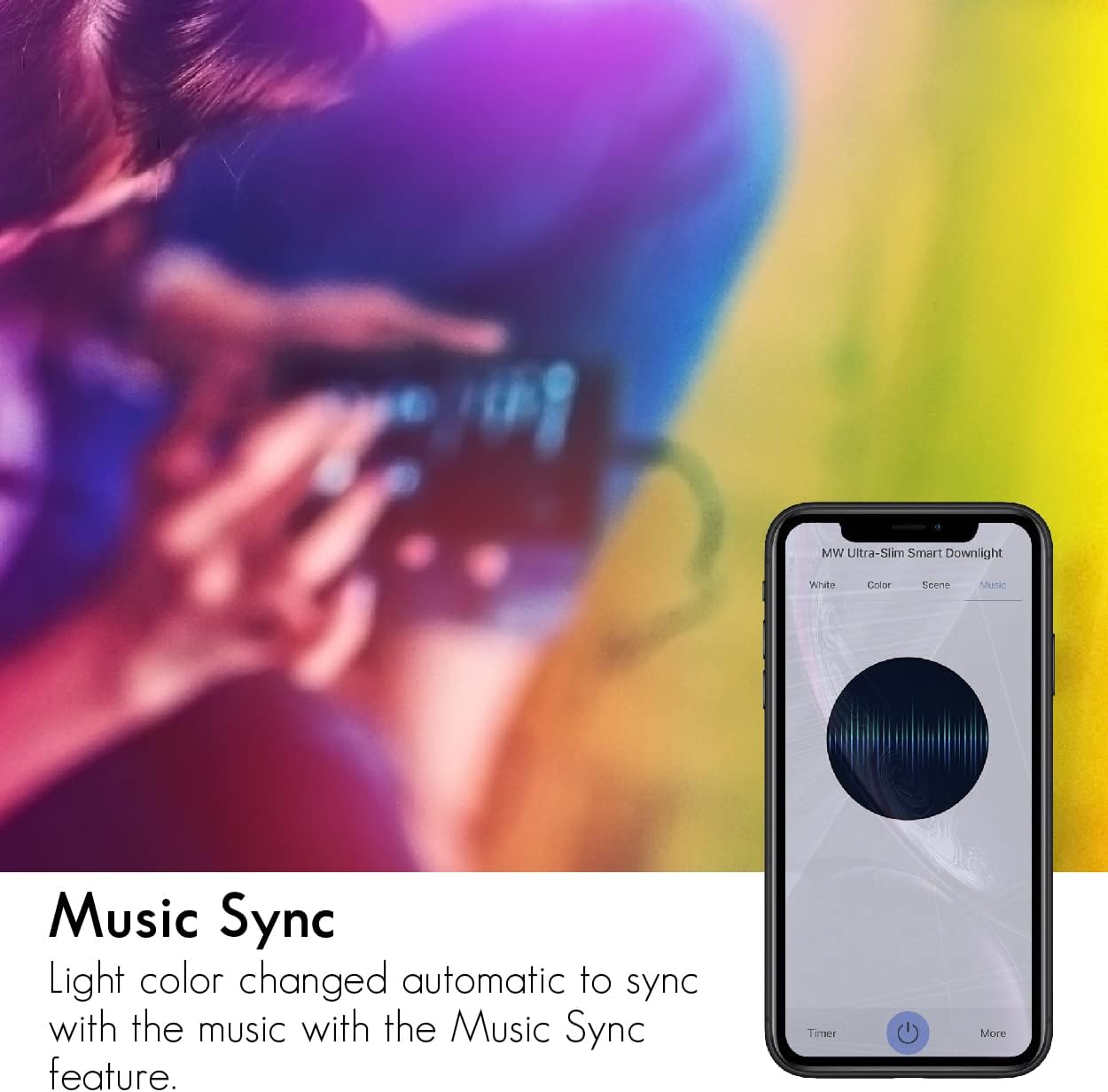 mw Lighting BR30 – Bombilla inteligente funciona con Wi-Fi RGBW que cambia de color, bombillas LED compatibles con Alexa y Google Home Assistant,