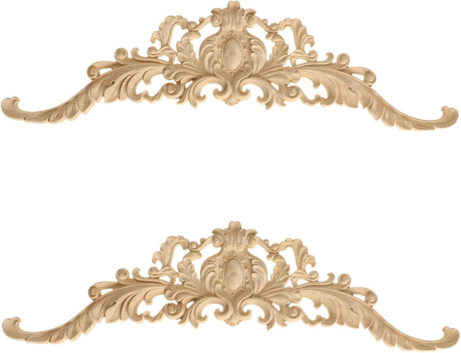 Apliques de madera tallada larga sin pintar, apliques de madera y onlays para muebles (04, 40x11cm15.75×4.33inch)