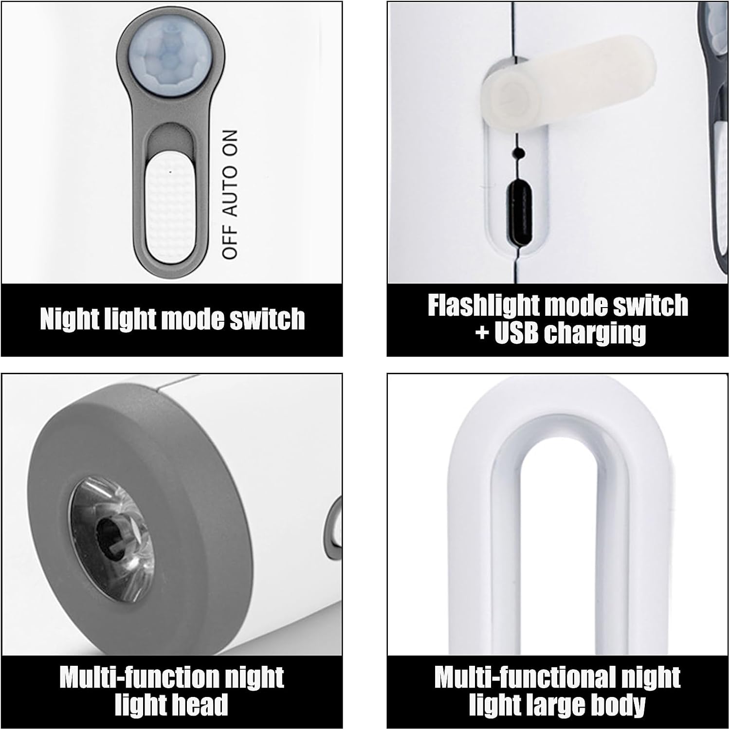 Luz nocturna recargable con sensor de movimiento, 2 en 1 LED, linterna portátil blanca cálida, temperatura de color, 2800 K, sensor de atardecer a