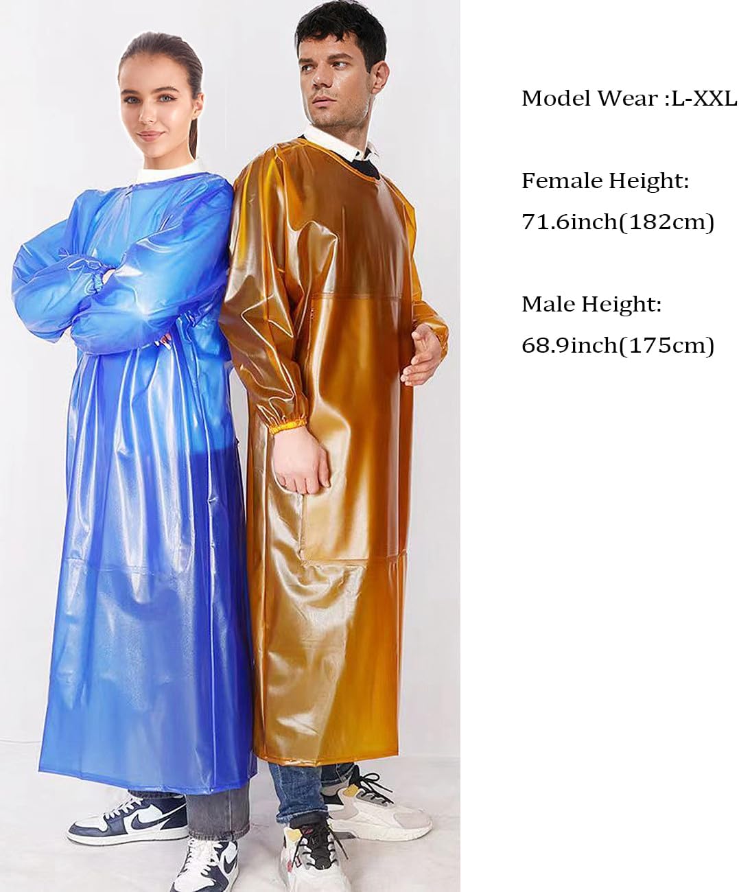 Traje de chapoteo delantal impermeable resistente a los productos químicos, bata de PVC de manga larga