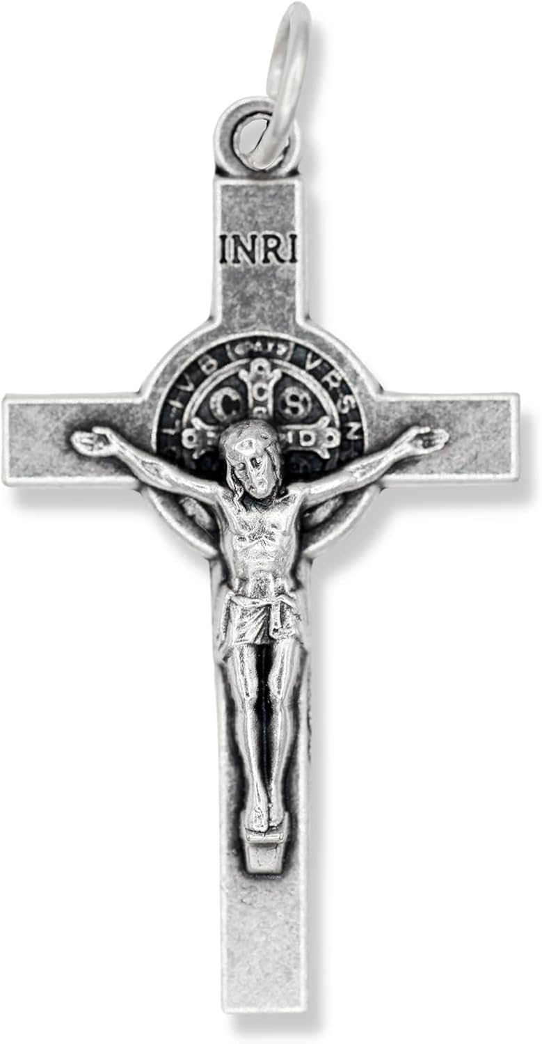 Caritas et Fides Paquete de 10 unidades  Crucifijo de San Benito  Crucifijo de San Benito para hacer rosario  1 12 pulgadas, pieza de rosario de