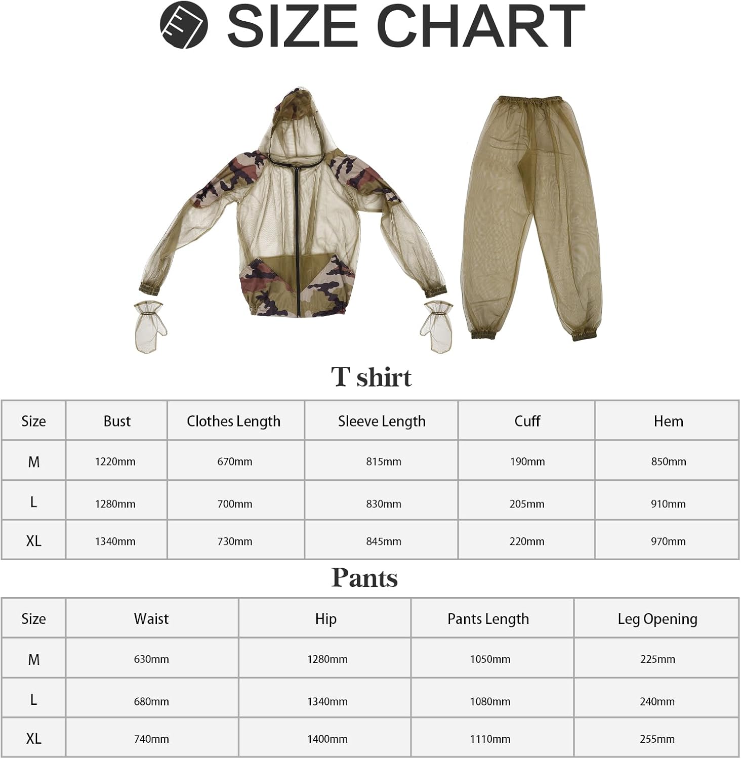 BESPORTBLE Traje de mosquito profesional para exteriores, 1 juego de chaqueta de malla transpirable con capucha y pantalones, protección de red para