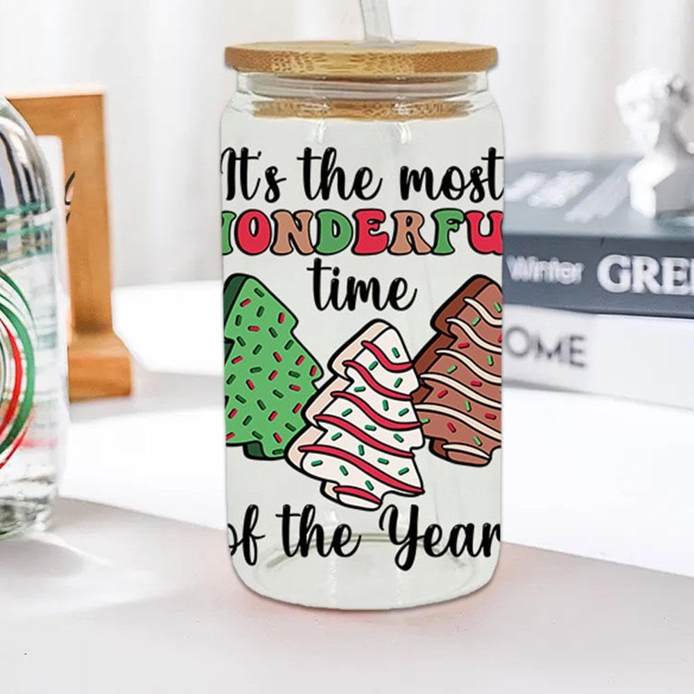 Adhesivos de transferencia de vasos UV DTF, calcomanía decorativa de Feliz Navidad para vasos de vidrio, envoltura de vasos impermeables de Papá