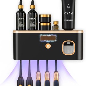 Porta cepillos de dientes para baños con desinfectante de cepillos de dientes UV, soporte para cepillos de dientes montado en la pared con Porta cepillos de dientes para baños con desinfectante de cepillos de dientes UV, soporte para cepillos de dientes montado en la pared con