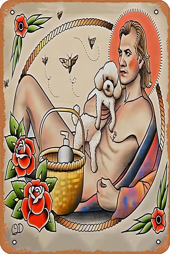 Cartel de silencio de los corderos de regalo para fanáticos de Buffalo Bill, amante del cine, caniche Foster (sin marco), cartel retro de hojalata