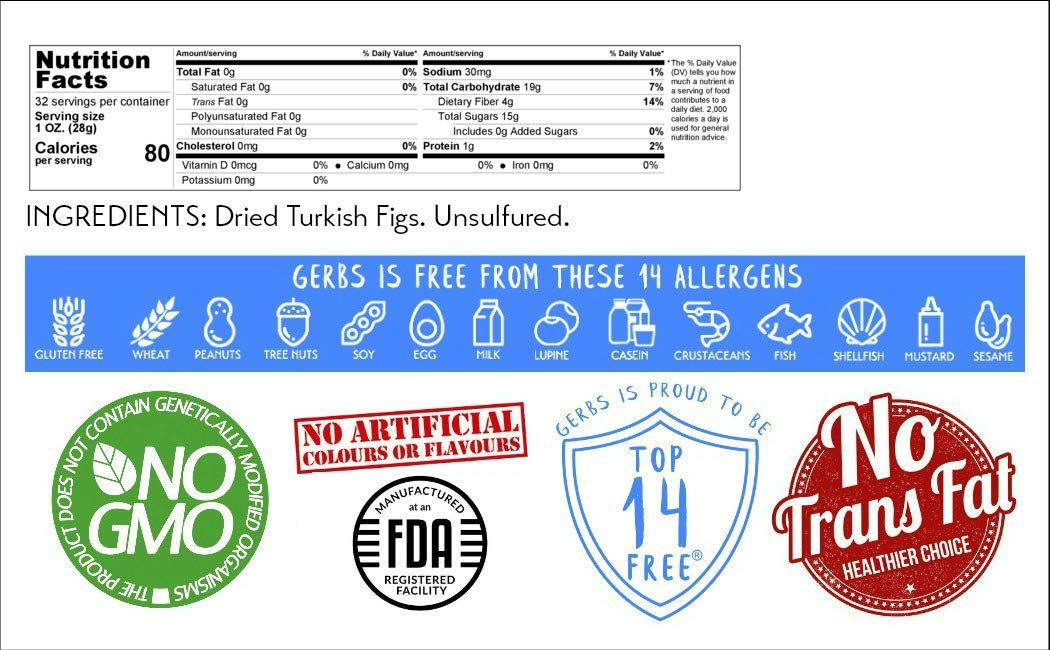 Frutas secas GERBS, Top 14 libres de alergia alimentaria, sin sulfuro, sin conservantes, sin OMG, vegano