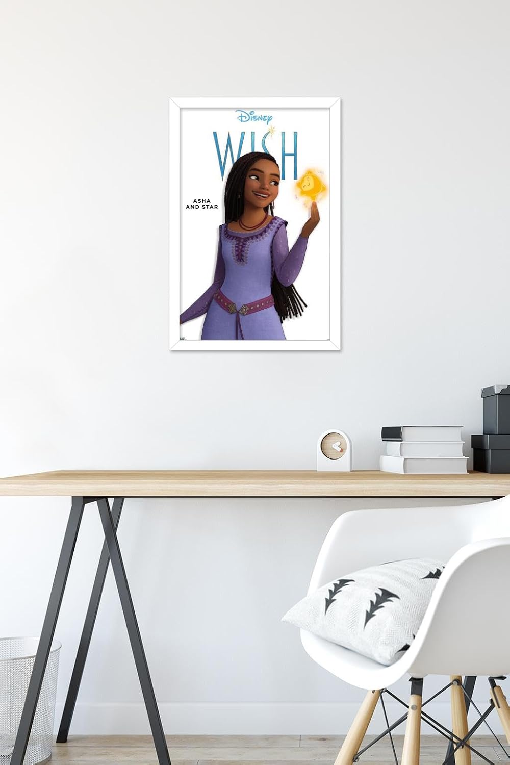 Trends International Disney Wish – Póster de pared Asha Feature Series, 14.72 x 22.37 pulgadas, versión enmarcada en blanco