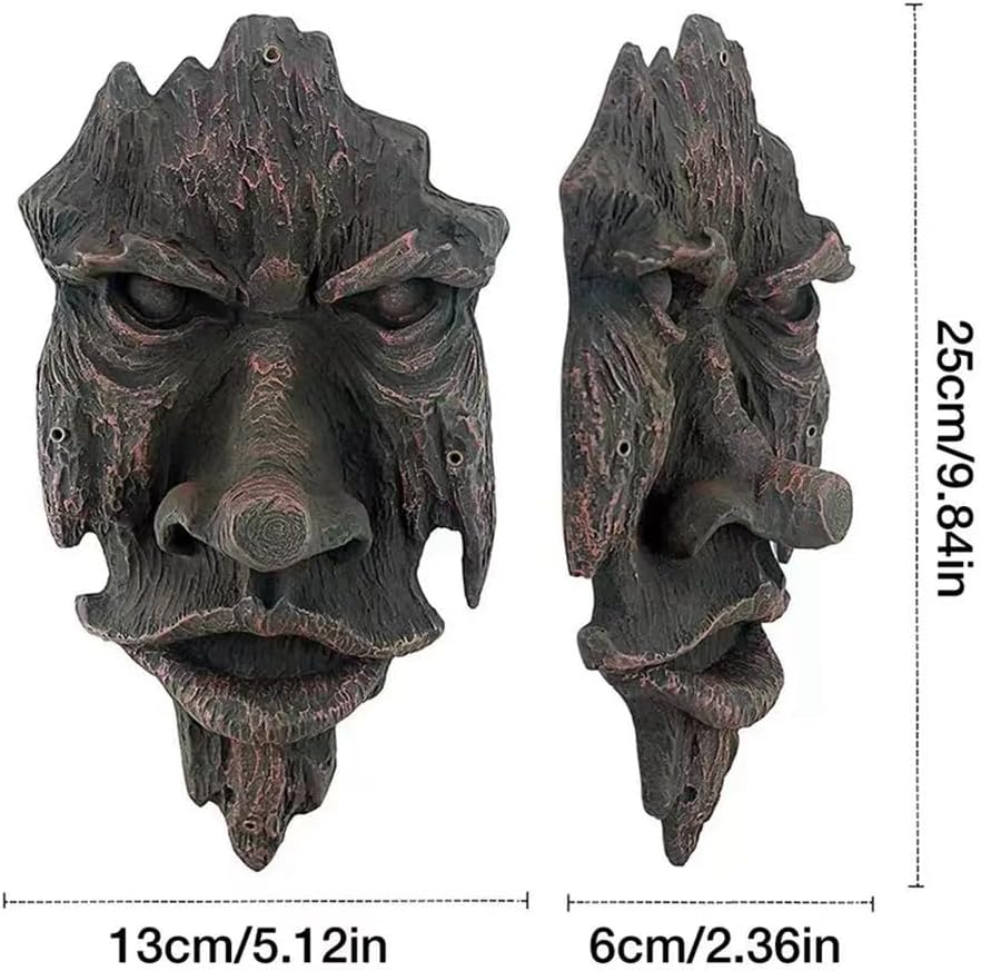 Decoración de caras de árbol al aire libre, características faciales falsas, decoración de patio, jardín, estatua de árbol, decoración de jardín,