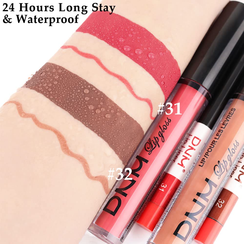 BINGBRUSH Juego de lápiz labial y delineador de labios mate líquido, 2 colores, tinte de labios rojo nude, 24 horas, impermeable, terciopelo