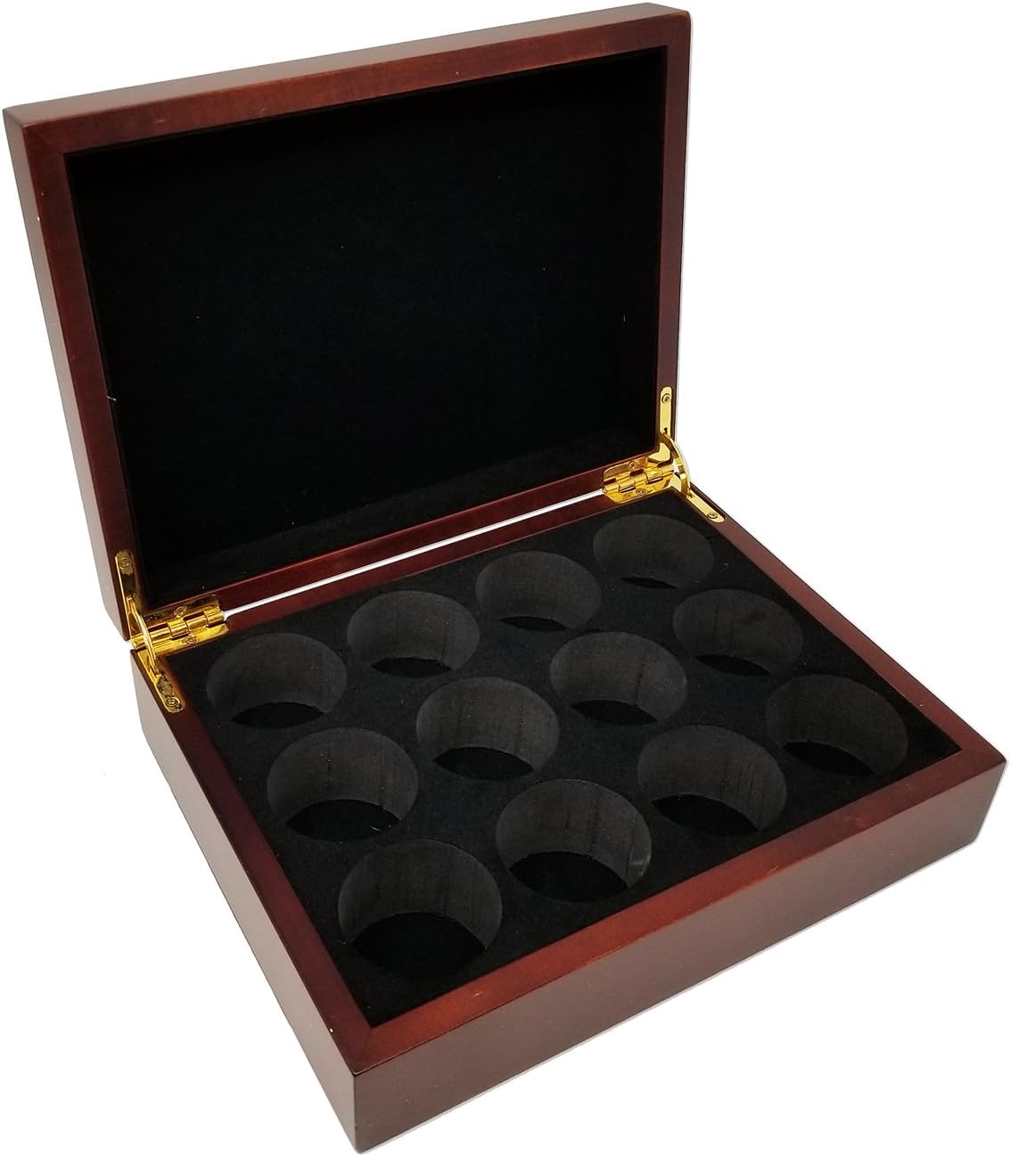 DA VINCI Caja personalizada de madera de caoba para pelotas de golf con espacio para 12 bolas