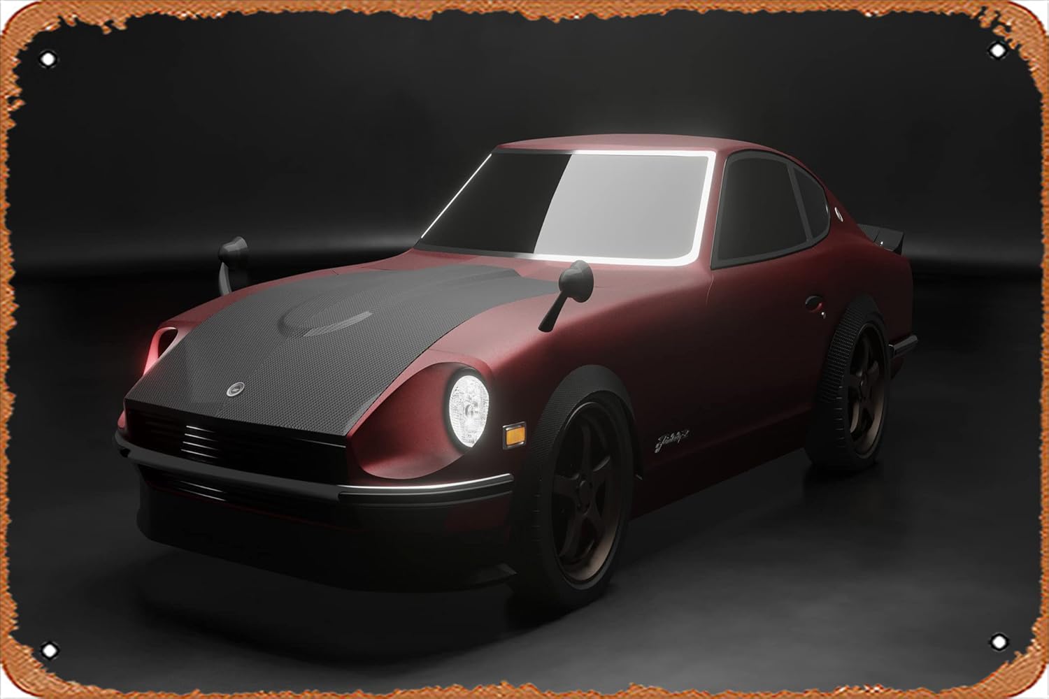 Datsun 240z Tech Classic Man – Póster decorativo para pared, diseño de cueva de metal, 8 x 12 pulgadas