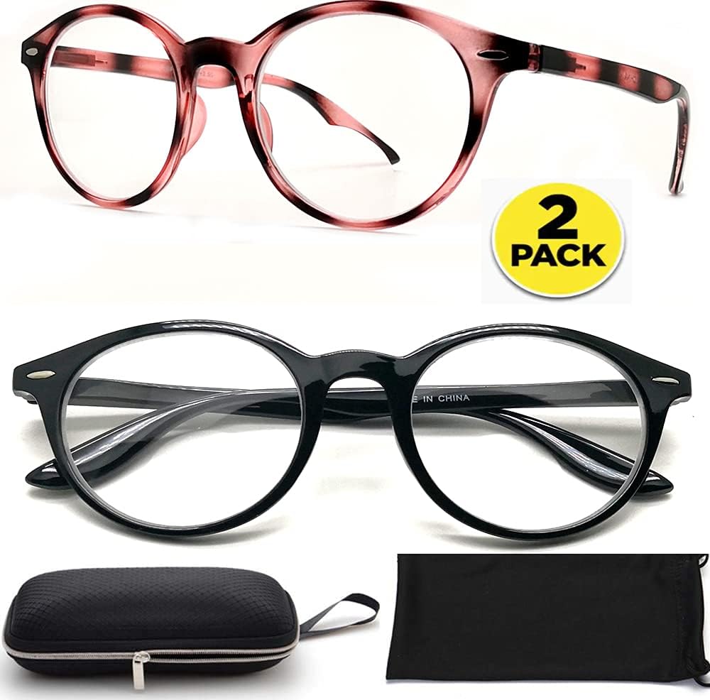 Lentes de lectura bifocales para hombres y mujeres (paquete de 2) lentes transparentes con pieza de nariz de metal Adjustmemnt