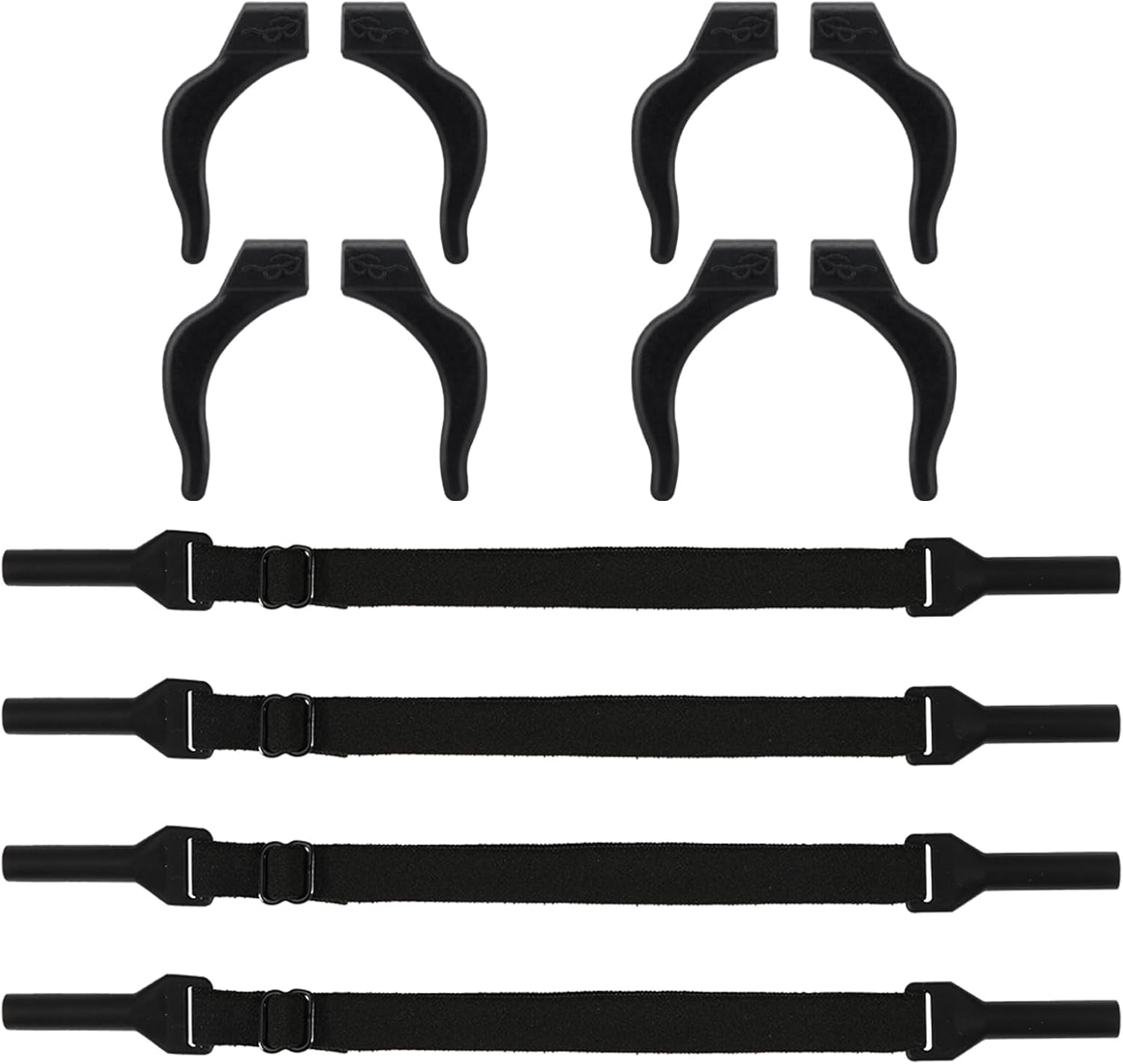 Correa para lentes, 4 cordones ajustables para lentes y 4 pares de lentes para las piernas, agarre para gancho para las orejas, antideslizante, sin
