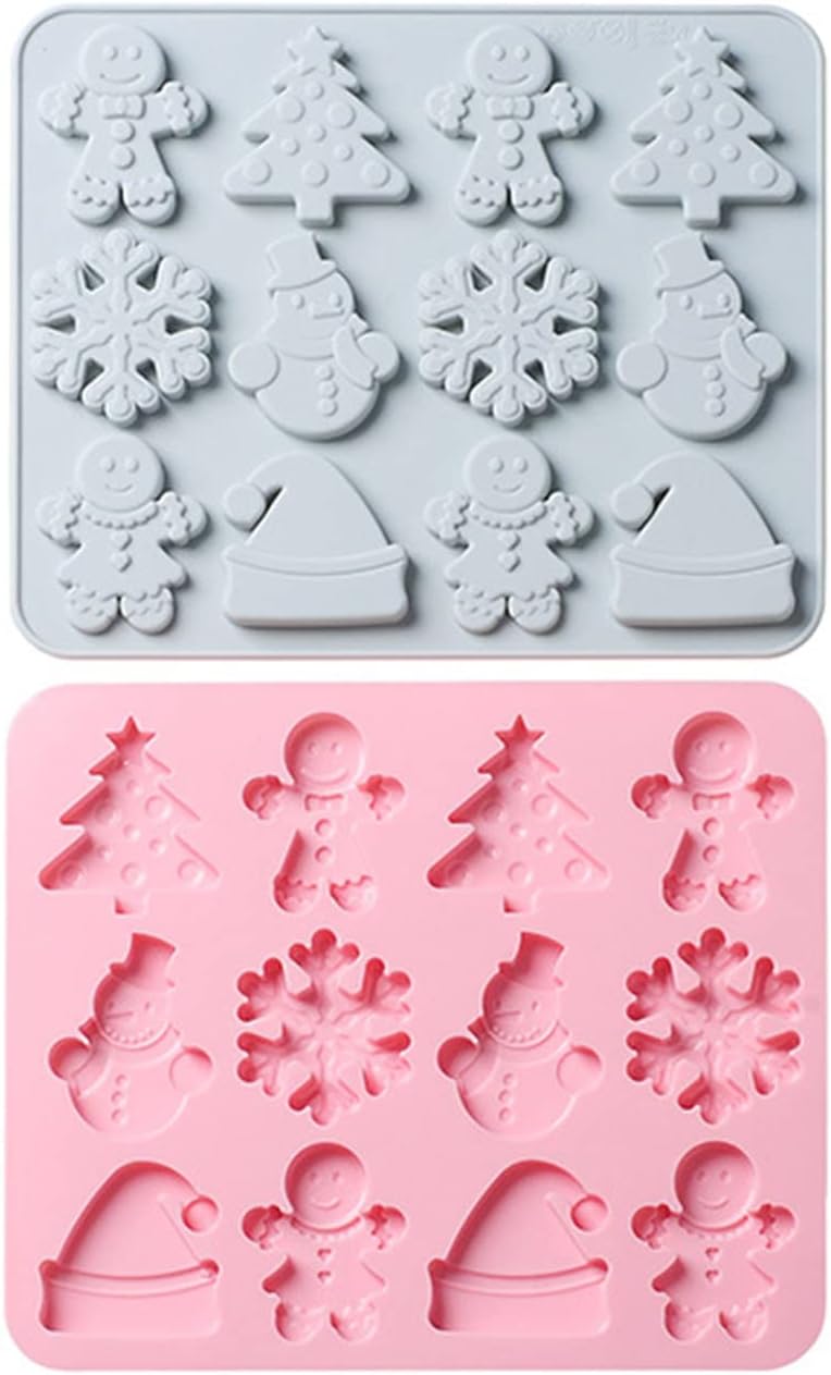 Molde de silicona para chocolate con forma de Navidad, bandejas para hornear galletas de fondant, árboles, caramelo hombre, moldes de chocolate,
