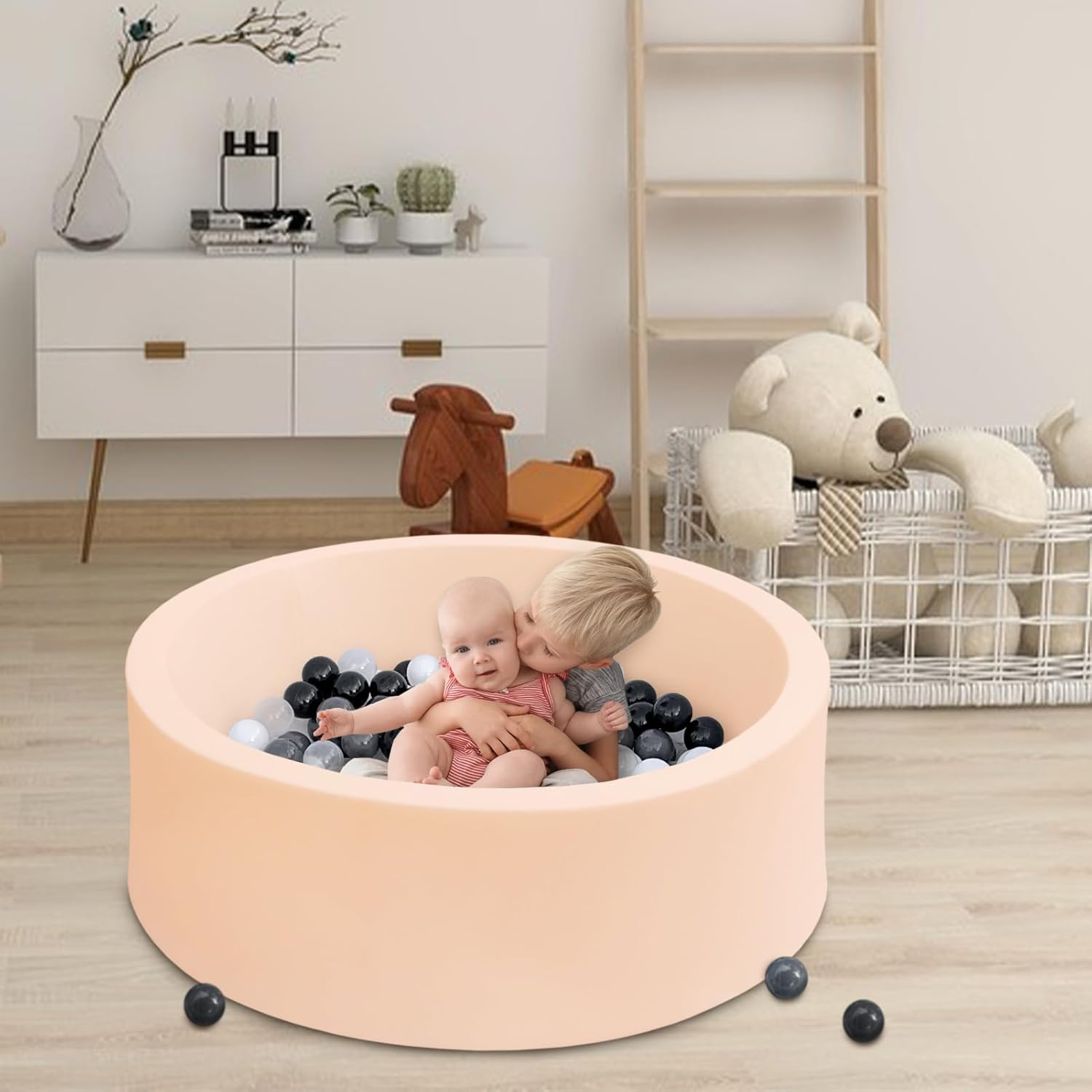 Pelotas redondas suaves de espuma viscoelástica no incluidas, corralito para interiores y exteriores, para bebés y niños pequeños, para niñas y
