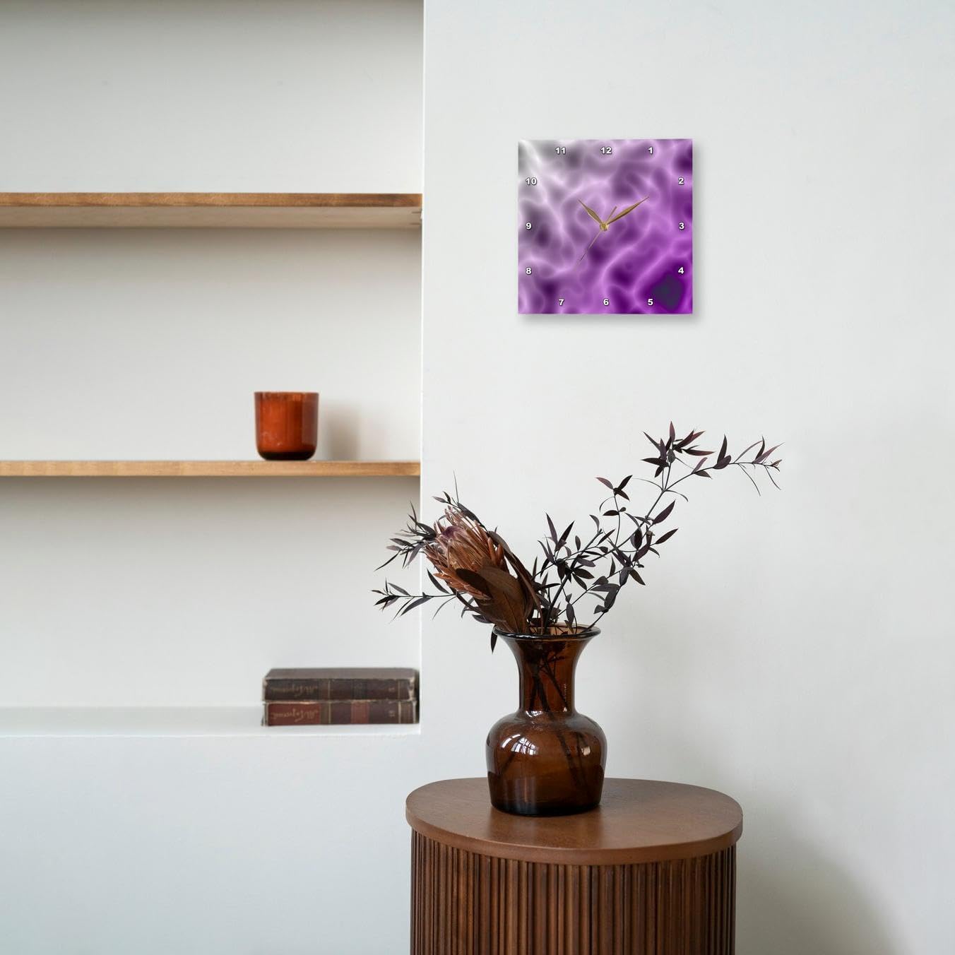 3dRose LLC Purple Haze – Reloj de pared abstracto de 10 x 10 pulgadas
