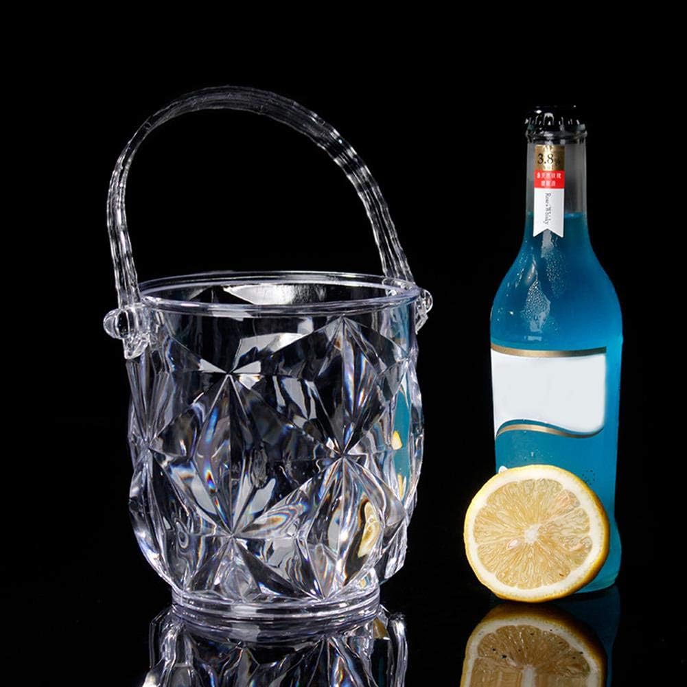 Cubo de hielo para barra de cócteles, cubo de hielo de acrílico transparente para congelador recipiente de hielo de cristal con mango desmontable