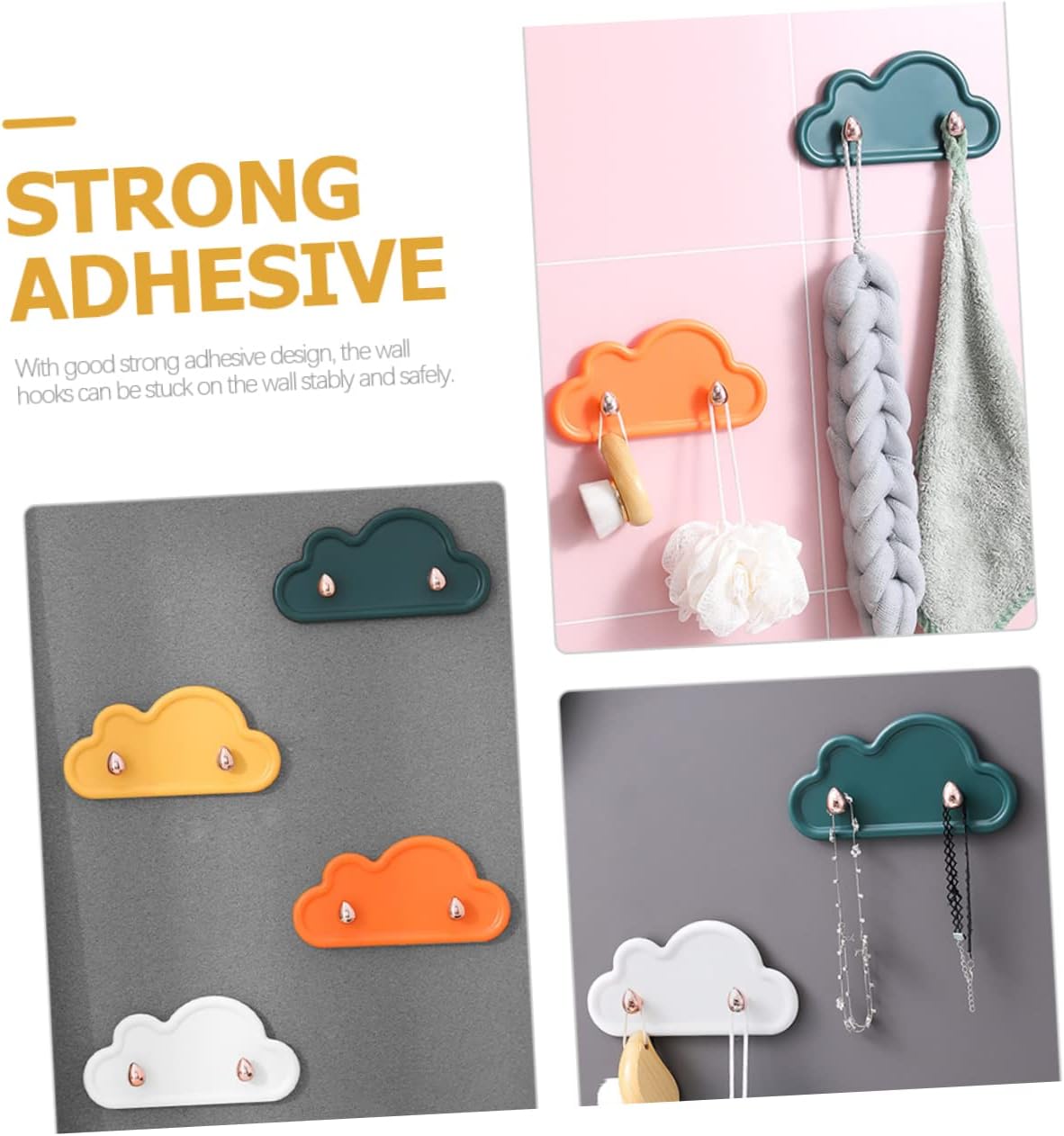 SEWOART Ganchos de almacenamiento con gancho de nube, ganchos de decoración para chaquetas, colgadores de pared de nube, ropa de baño, gancho para
