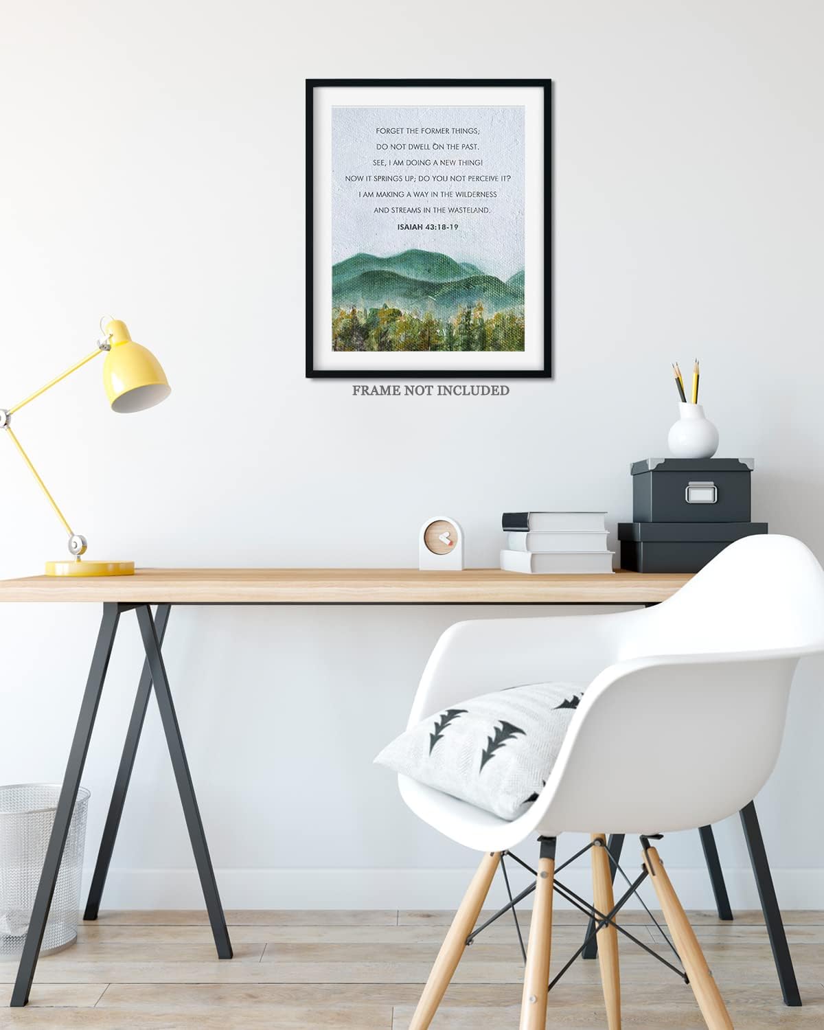 Govivo No te detengas en el pasado  Versículo de la Biblia Isaías 43 18-19  Arte de pared cristiano  Decoración de pared minimalista con acuarelas