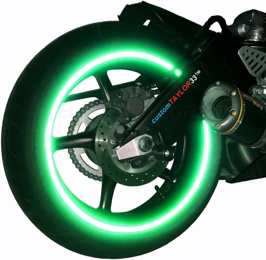 customTAYLOR33 VERDE cinta reflactante de alta intensidad de seguridad para rins, roja (debe seleccionar el tamaño de rin)