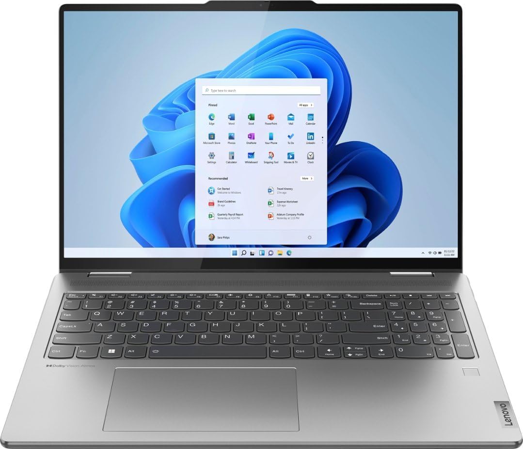 Lenovo Yoga 7 16″ WUXGA 2 en 1 portátil con pantalla táctil, AMD Ryzen 5 7535U 2.9 GHz 6 núcleos, 8 GB de memoria SSD de 2 TB, gráficos AMD Radeon