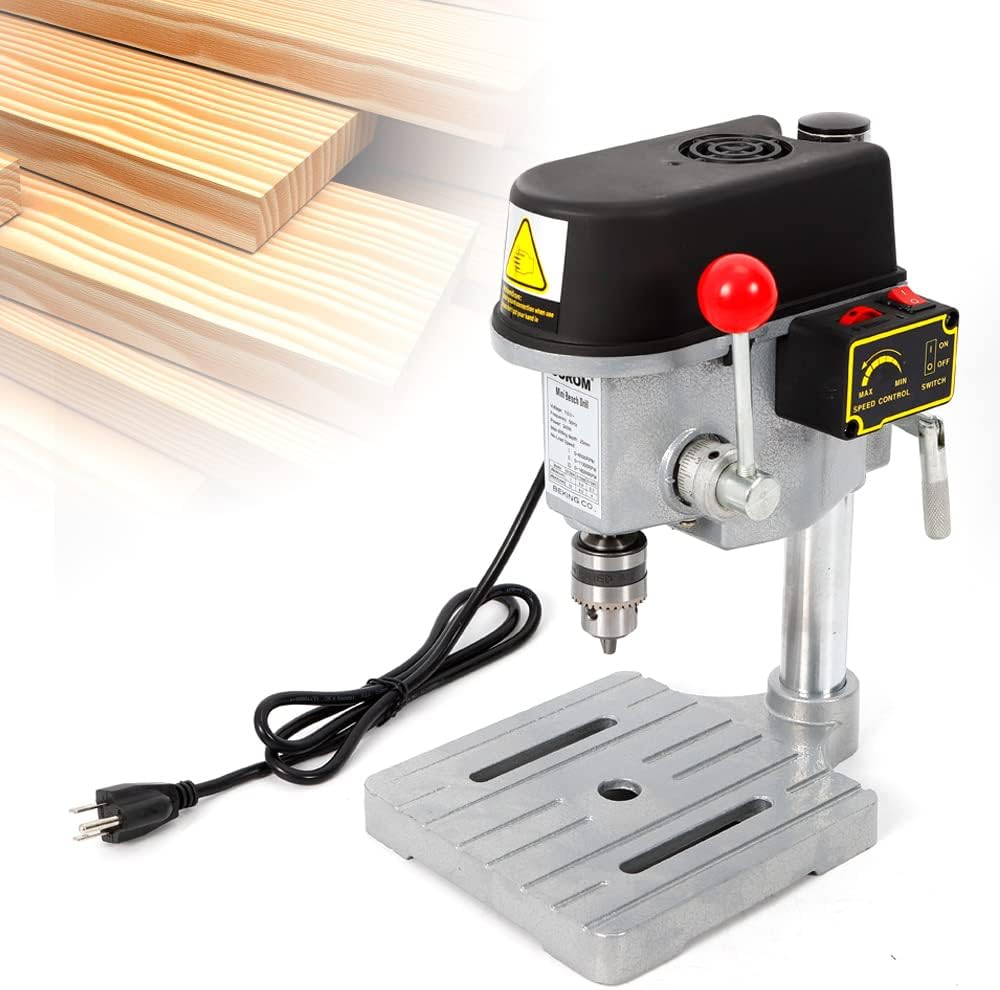 110V 340W Mini Taladro Eléctrico de Mesa Taladro Eléctrico Herramientas Eléctricas 0.039 in-0.394 in USA, 60 Hz Comercial de 3 Velocidades Ajustable
