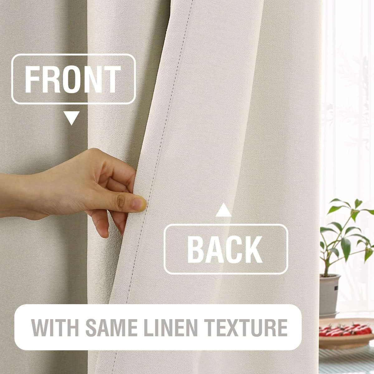 H.VERSAILTEX Cortinas térmicas 100% opacas con aspecto de lino, cortinas térmicas para sala de estar, cortinas de arpillera texturizadas con ojales