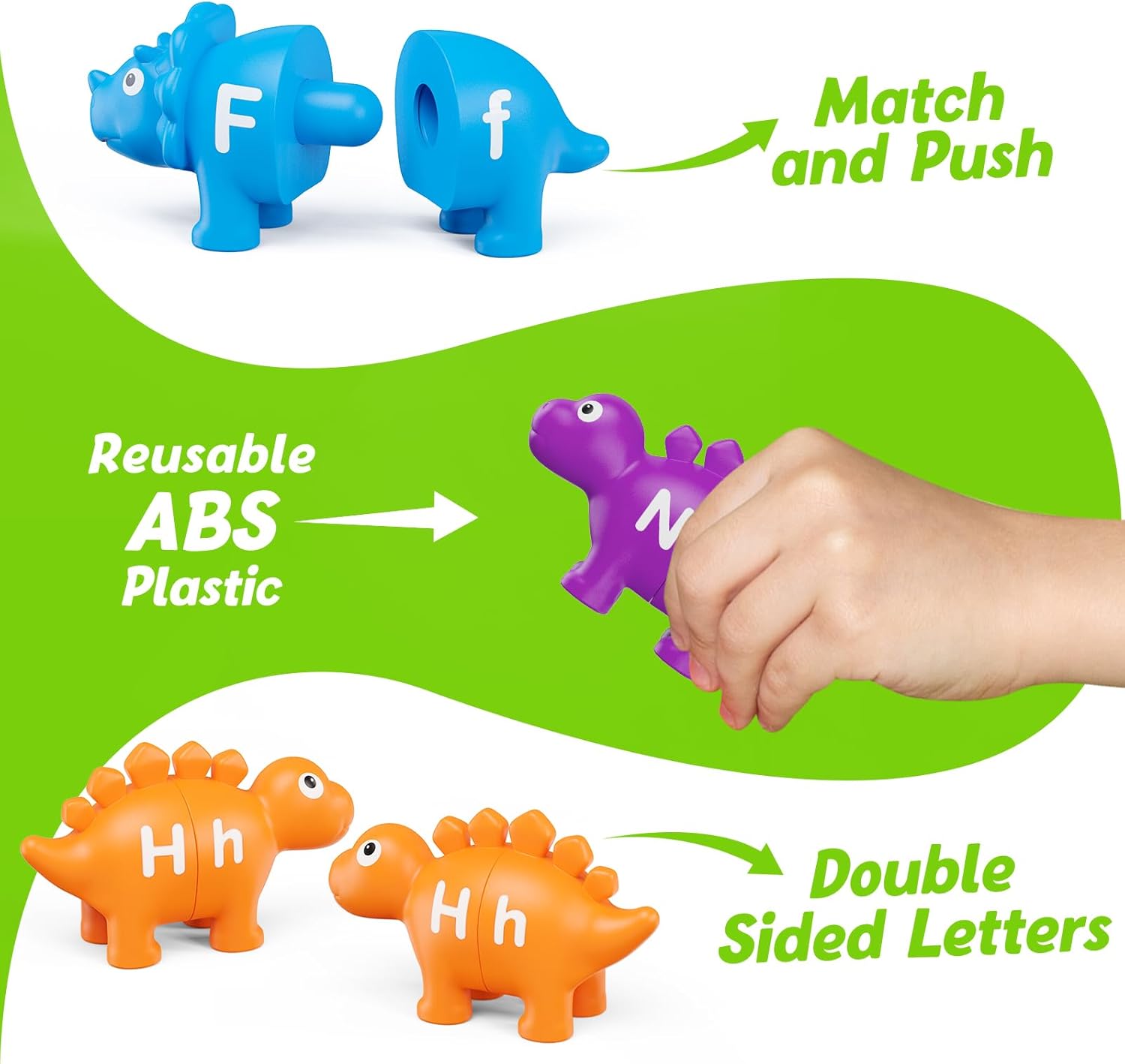 Aizweb Juguetes de aprendizaje del alfabeto, juego de letras a juego de clasificación de colores de dinosaurios para niños pequeños, actividades de